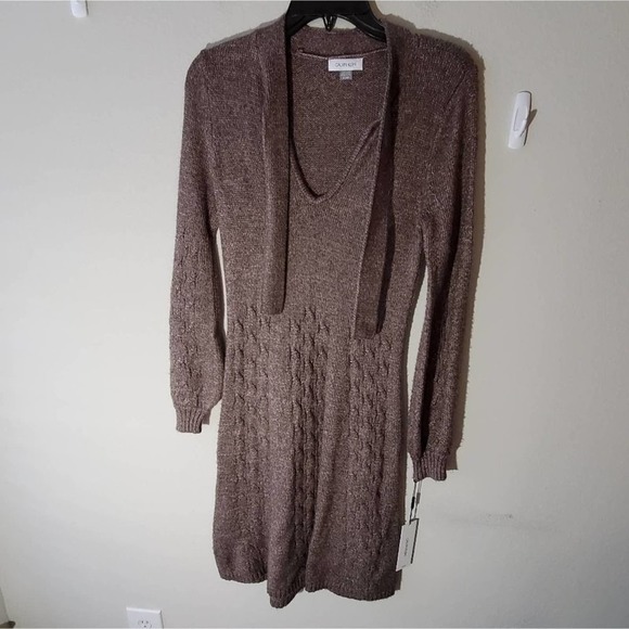 Calvin‎ Klein tie neck lantern sleeve sweater dress size small new!! - Picture 3 of 8